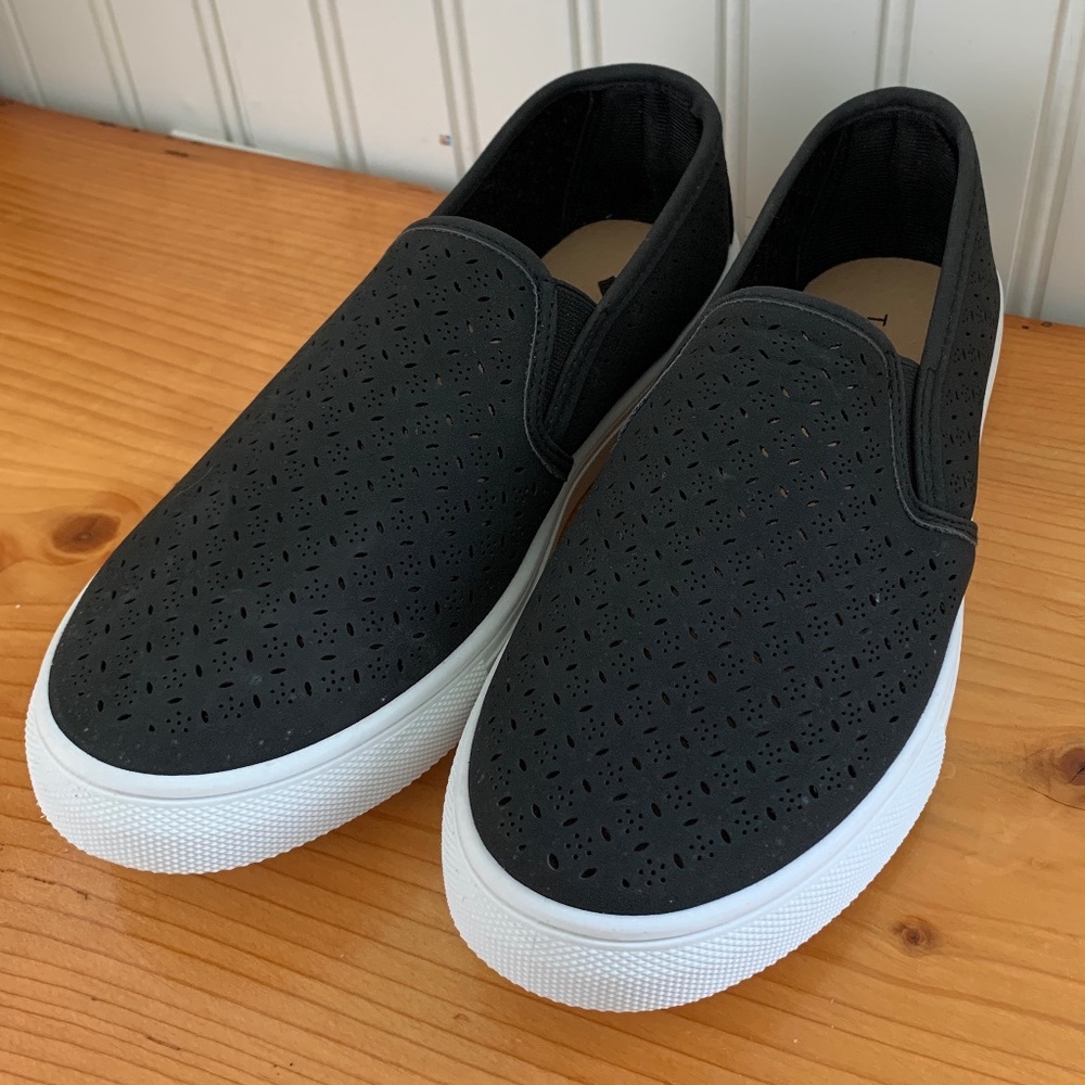 Torrid Black Slip-On Faux Suede Laser Cut Sneaker